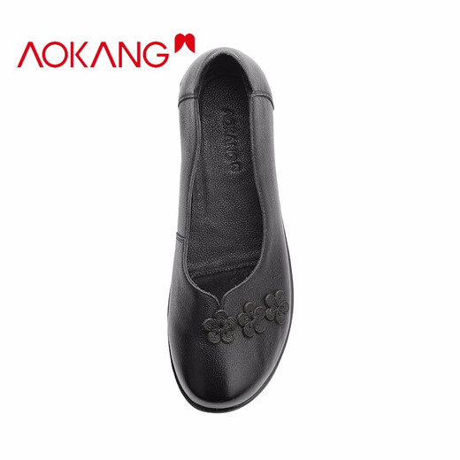 Aokang women's shoes spring new non-slip comfortable single shoes shopping mall same style black 1212321129 35