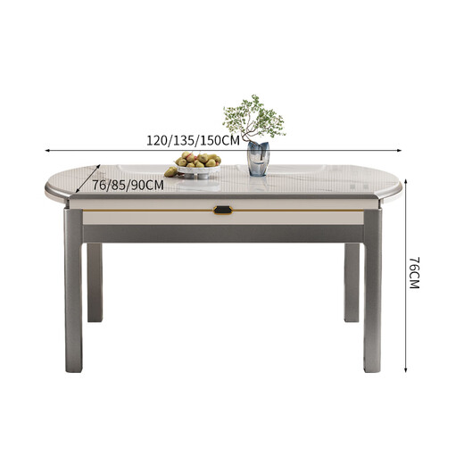 
Mingfu Shizhen Dining table, household thickened rock slab dining table and chair combination retractable solid wood dining table square and round dual-use dining table 690#