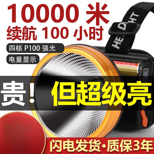 光明大将P90强光头灯充电超亮头戴式照明矿灯手电筒远射锂电户外超长续航 9923-白光升级四核P90-续航12-24
