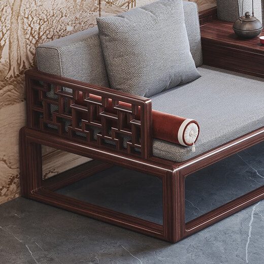Nanzhu Neues chinesisches massives Holzsofa Wujinmu Villa Große Wohnung Holzsofa Set Neoklassische Wohnzimmermöbel 826#