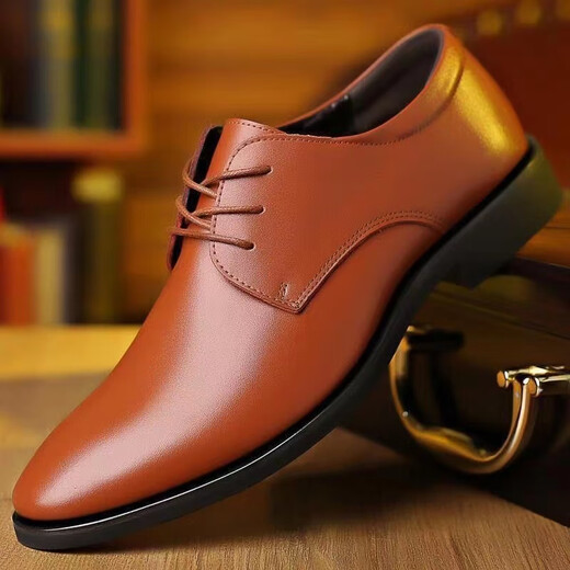 Woodpecker autumn black men's business leather shoes men's British lace-up men's shoes fashionable versatile formal shoes trend P69 black boutique version 41 standard size