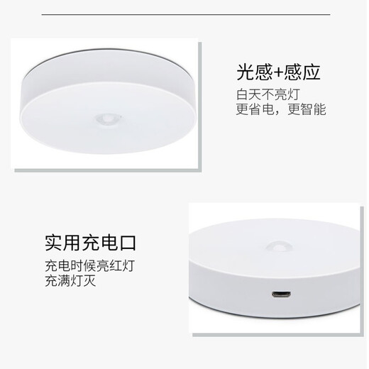 Dajiuwei Human Body Sensor Lamp Smart Night Light LED Light Control Charging Home Wardrobe Aisle Corridor Wiring-free Bedside Lamp White Light Charging Induction Model