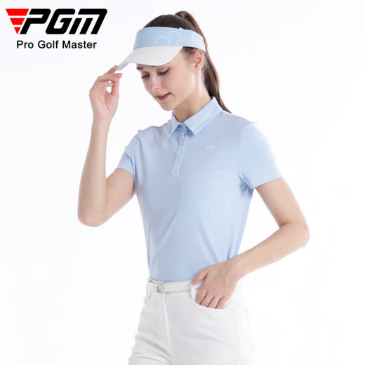 PGM Golf Clothing Women's Breathable Short Sleeve T-Shirt POLO Shirt YF673-Ice Crystal Blue [Top] XL