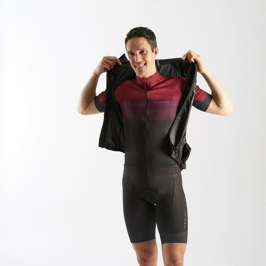 Decathlon (DECATHLON) cycling jersey riding vest road mountain bike riding windproof vest half-sleeved sweatshirt black M-2605405