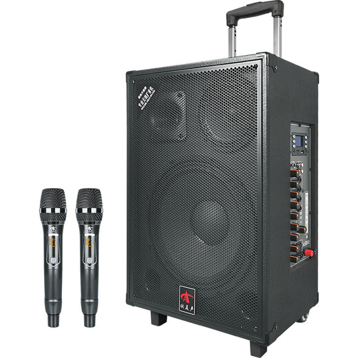 European and American sound outdoor audio karaoke dedicated three-way high-power professional singing live broadcast square dance performance high-quality large volume mobile drawbar Bluetooth portable speaker equipment 12-inch 263 drawbar 450W 2* wireless U-segment metal microphone + gift package