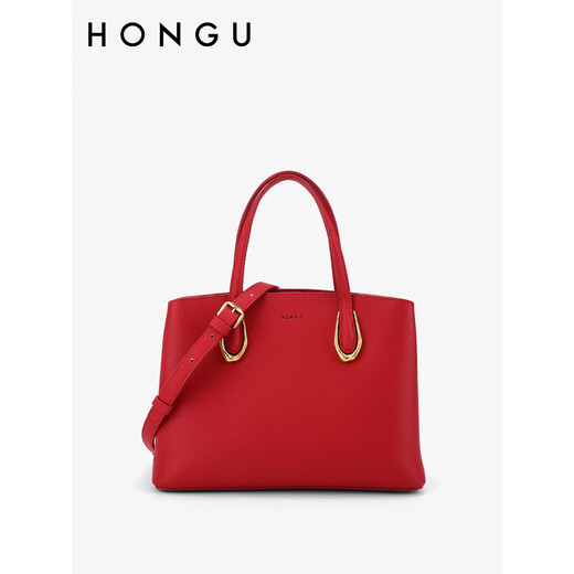 Honggu (Hongu) Bag Damen New Cowhide Handtasche Mode One-Shoulder Crossbody Tasche Hochzeitstasche Chinesisches Valentinstag Geschenk Big Red
