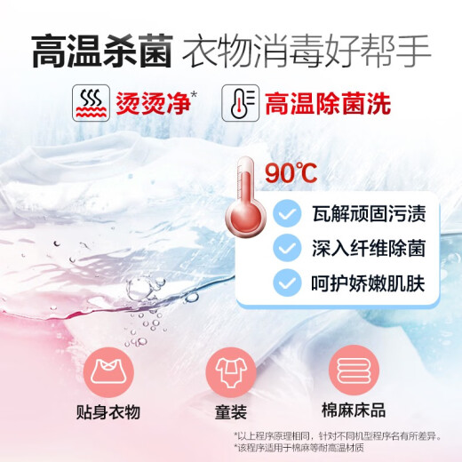 海尔纤美10公斤磁悬浮直驱变频滚筒洗衣机大容量全自动家用巴氏除菌B12176智慧物联 政府补贴20% 冰雪白