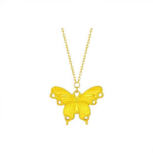 DL 1998 Fat Donglai same style 18K gold butterfly necklace 18k gold ancient filigree female yellow l gold pendant retro temperament lock brushed butterfly necklace