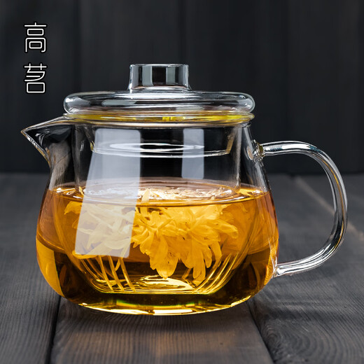Gaoming glass teapot thickened high temperature resistant transparent tea pot floral teapot tea water separation household tea pot Qirun pot 400ml thickened