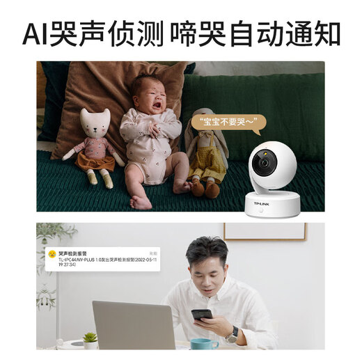 普联（TP-LINK）400万全彩智能摄像头 家用监控器360度夜视全景室内无线 手机远程通话宝宝宠物安防 IPC44AW Plus