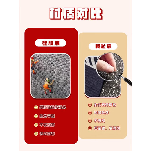 Youguan red entrance door floor mat entrance door door mat household entrance anti-slip foot mat can cut out the carpet door silicone silicone bottom crystal velvet YY1047 40*60cm [upgraded anti-slip bottom]
