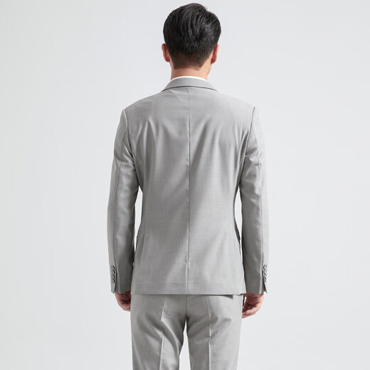 HAIPAIHAOYU西服套装男士双排扣商务正装戗驳领修身西装职业装宴会礼服双开衩 9901浅灰色 170A