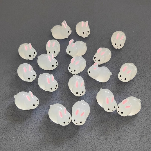 Dalinger leuchtende Ornamente Mini Kristallweiß weiße Kaninchen Kinder leuchtend niedliche Tierspielzeug fluoreszierende Puppe kleine Objekte leuchtend [Kohlekugel Kaninchen] große Größe 10 (gemischte Farbe)