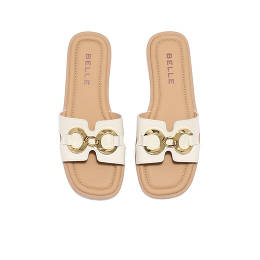Belle casual flip flops for women's shopping mall same square-toe flat slippers A9Y1DBT4 beige 37 (235mm)