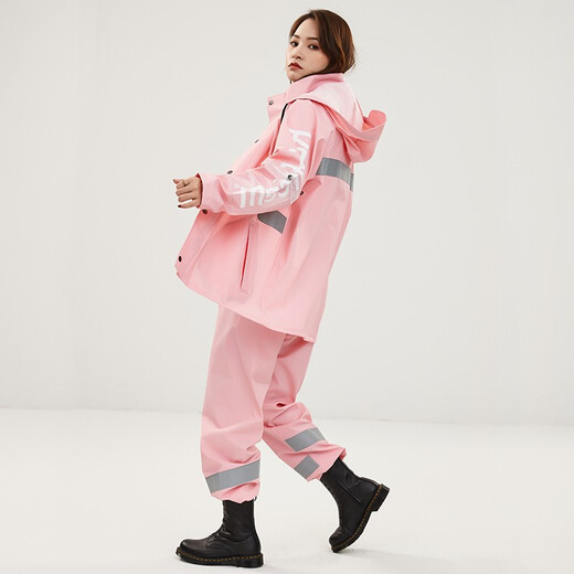 Qin Feiman Raincoat Takeaway Raincoat Rain Pants Suit Raincoat Split Raincoat Raincoat Riding Electric Motorcycle Men and Women Riding Suit Waterproof Raincoat Pink Women Single Layer M 1 piece
