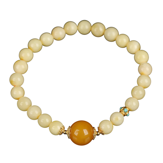 OUCERNY OUCERNY beeswax bracelets natural amber white wax old wax large round beads diy multi-treasure bracelets