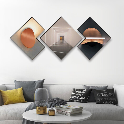 Pinturas de decoración de sala de estar OUFA Combinación de lujo Combinación de sofá Pinturas colgantes de pared moderna de estilo nórdico simple triple triple murales comedor pinturas de porcelana de cristal