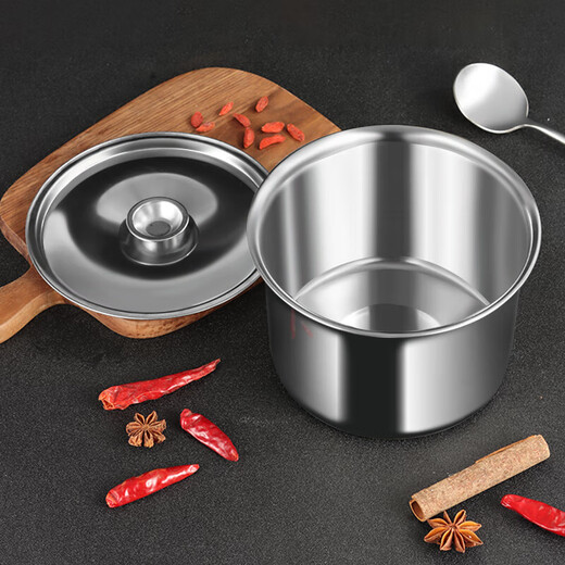 Baijie seasoning jar stainless steel seasoning jar flavor cup with lid seasoning box thickened lard jar seasoning barrel oil basin seasoning jar