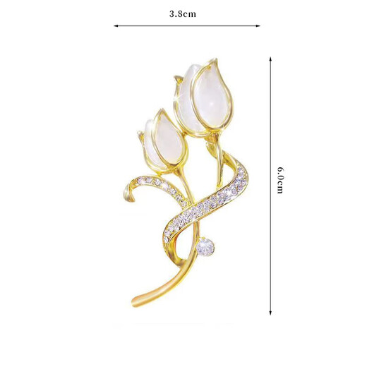 Coriander Cat's Eye Tulip Brooch Niche Elegant Pin Exquisite Suit Sweater Pin Accessories Corsage Tulip B05-302