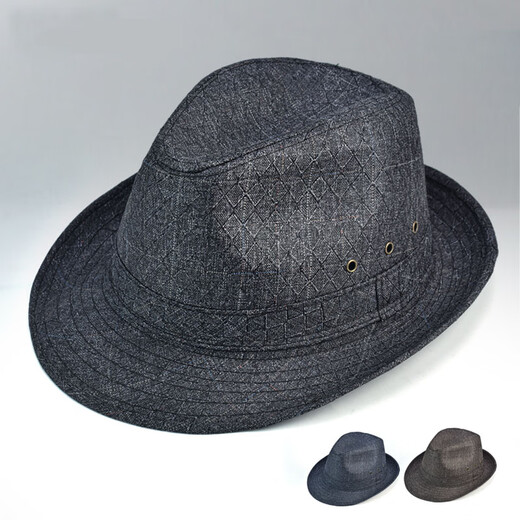 Middle-aged and elderly spring and summer hats for men in spring and autumn sun protection jazz cloth men's hats father and old man hat hemp black extra large 60 cm hat circumference