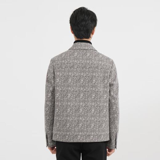 Lilang Light Fashion Men's Wear Crimson Wool Woolen Coat Men's Full Print Short Lapel Wool Jacket Q4DYR112 Ancient White Coffee 2XL (180)