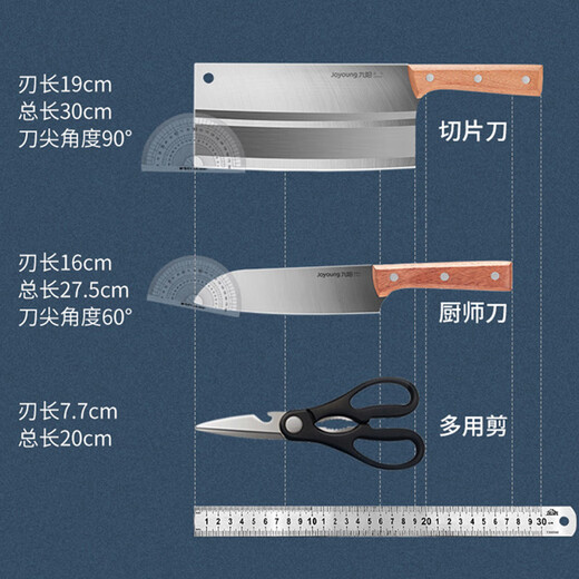 九阳（Joyoung）厨房刀具套装切菜刀家用不锈钢菜刀剪刀水果刀组合三件套TD170