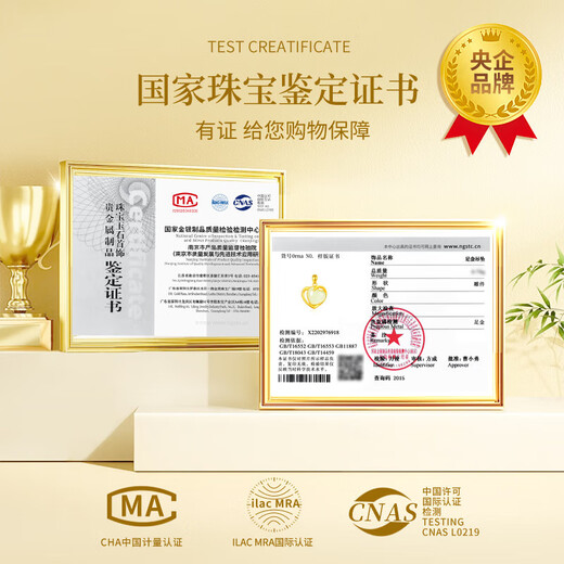 China Gold (CHINA GOLD) Love Gold Necklace for Women Gold Inlaid Jade Hetian Jade Foot Gold Pendant Birthday Gift for Girlfriend Wife Anniversary Celebrity Pendant [Give Yellow Silver Chain] Jingsuda