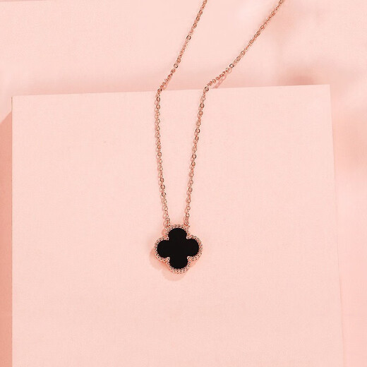 Fafanxi light luxury four-leaf clover necklace female gold net celebrity clavicle chain simple rose gold Chinese Valentine's Day 520 gift rose gold red agate