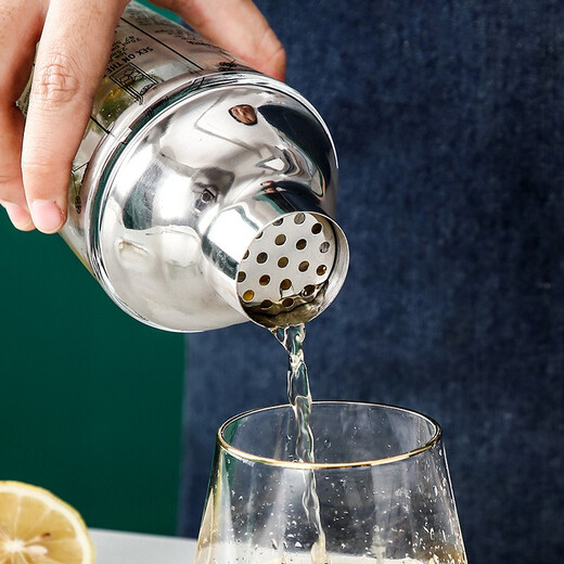 Onlycook glass shaker cup milk tea special hand-cranked mixing cup cocktail set cocktail shaker tool 3-piece set mixing cup + stirring stick + measuring cup