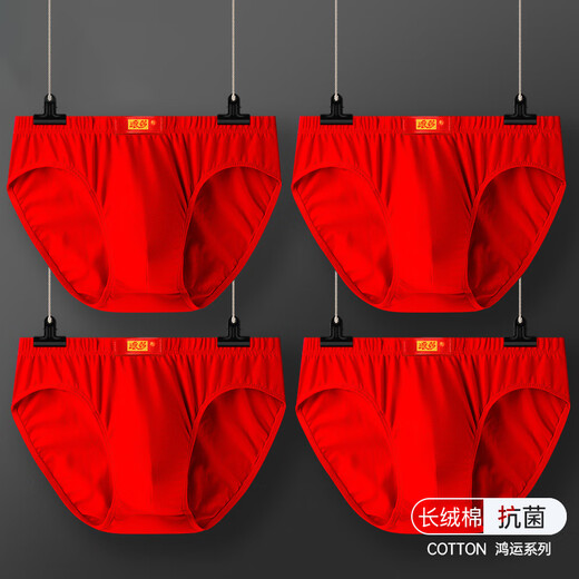 Langshas Jahr des Jahres der Schlangenmänner Unterwäsche Männer große rote Briefs reine Baumwoll -Antibakterien -Schritt -Shorts Hochzeit Neujahrsfest Hose