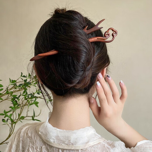 Shijun (SHIJUN) mahogany hairpin finished new Chinese style ancient style handmade hairpin for women simple modern wooden hairpin hairpin wooden hairpin set of four