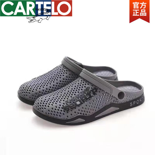 Cartelo Crocodile (Cartelo) Loch Schuhe Zwei tragen Männer Beachschuhe Herrenschuhen Sommerbeutel-Slip-Rutsch Sandalen Sandalen Tragen Männer Sandalen 3881 Schwarz 42