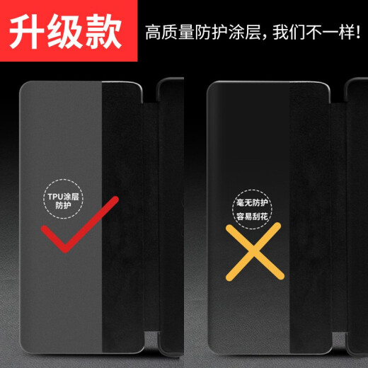 洽利 真皮适用华为p40 pro手机壳P40手机保护套5G防摔智能休眠翻盖皮套全包+男女款防摔商务 P40 Pro智能视窗黑色