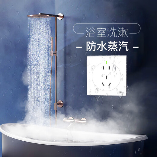 绝电防水开关插座 新国标86型面板 暗装10A五孔墙插 厨卫无惧喷淋水蒸气 国际IP68级 哑光熊猫白
