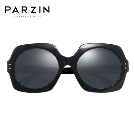 帕森（PARZIN） 偏光太阳镜女 复古板材驾驶镜女大框修脸潮墨镜 9740 黑框石纹腿