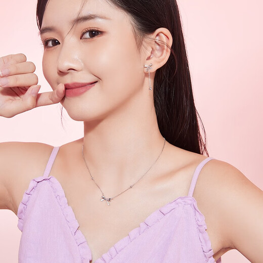 Saturday Fortune (ZLF) PT950 Platinum Earrings Women's Platinum Fashion Symphony Bow Earrings T 2.47g