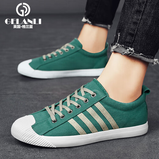 Granli Light Luxury Canvas Shoes Men's Shoes 2025 Summer New Men's Breathable Casual Board Shoes High-Entertainment Shoes Men's Sports Shoes Men Green-High-End Men's Shoes 40