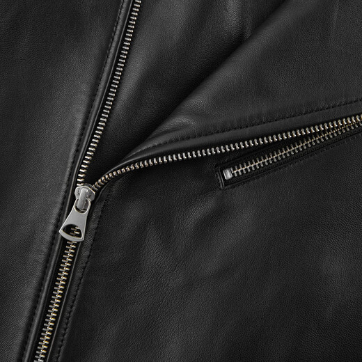 Peacebird Herrenkleidung echte Leder -Lederjacke Trendy Motorrad Leder Jacke Retro Reißverschluss Jacke Tool tragen Pendler Sven schwarz m