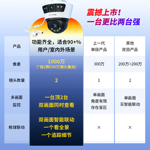 TP-Link Dual Camera 10 Millionen Schusskugelverknüpfung Full Color Ultra-CLEAR Camera Home Monitor 360 Wireless Home Outdoor Outdoor TPLink Network Remote High Definition IPC6Y109