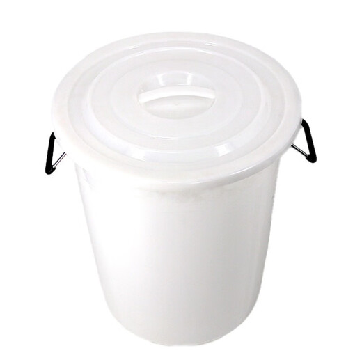 Xingyun large plastic drum round storage bucket large capacity hotel kitchen trash can outdoor white without lid filled with water about 65Jin Jin equals 0.5kg industrial product thickened