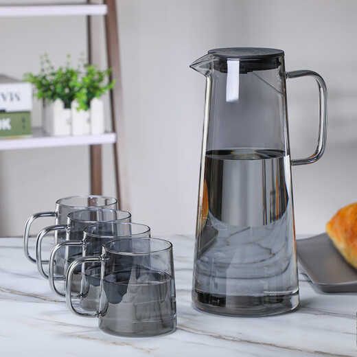 MULTIPOTENT high borosilicate glass cold kettle set teapot household water cup smoke gray light luxury pot one pot four cups including tray