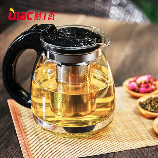 Lilac teapot thickened glass tea set with filter tea kettle tea water separation elegant cup large capacity tea maker 1.5L
