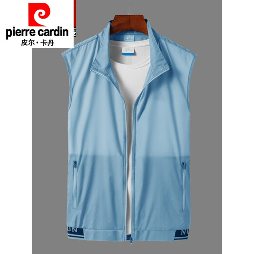 皮尔卡丹（pierre cardin）夏季薄款马甲男士马夹夏天户外速干皮肤衣透气背心坎肩衣外套 806防 晒马甲-牛仔兰 2XL