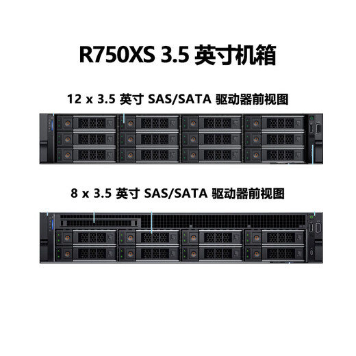 DELL戴尔 R750XS  2U机架服务器主机 存储服务器工作站 1颗银牌4310 12核2.1G丨双电 128G内存丨4*4T企业级丨H755