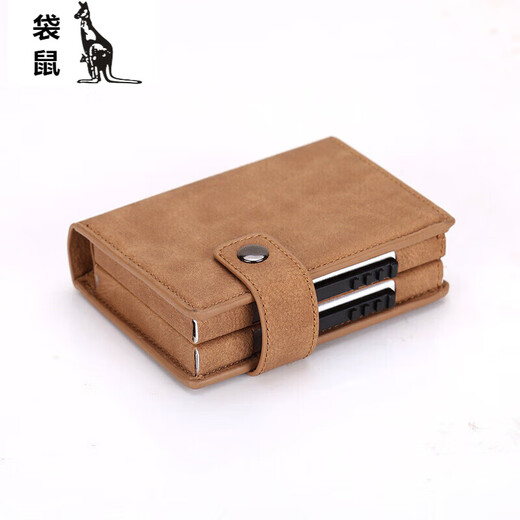 Caja de tarjetas de doble tarjeta de canguroo Billet de billetera Anti-demagnetización RFID Bag Card Creative Business Card Billet Billet Bold de billetera [520 Crazy Horse Negro