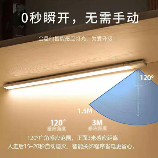 Zhite led human body induction lamp corridor corridor cabinet induction lamp with wardrobe light cabinet bottom light household night light charging clear white light [rechargeable model] ultra-thin [induction + hand scan + three colors] 20cm