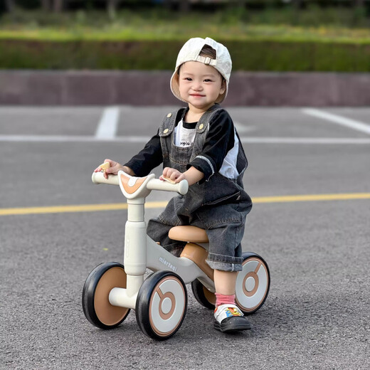 爱婴树儿童车平衡车1-3岁宝宝男女孩滑步车婴儿入门学步四轮滑行溜溜车 青咖白+【音乐灯光】升级版 静音耐磨轮/防侧翻