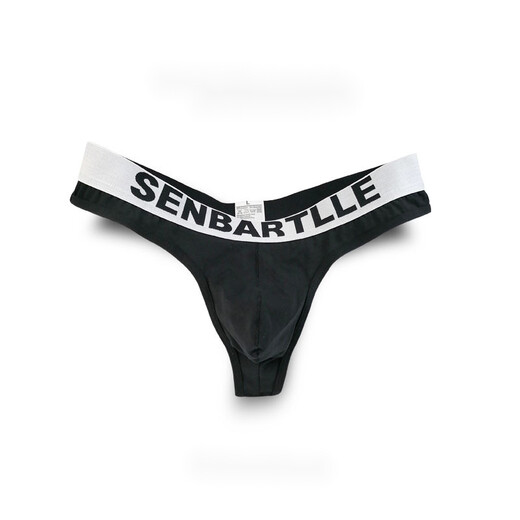 ROSELEX confidential delivery men's thong cotton simple t-pants seamless sexy low waist U convex large bag M black