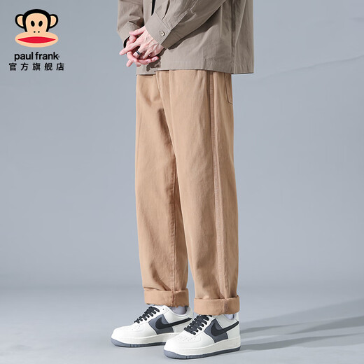 大嘴猴（paul frank）纯棉休闲裤男秋季新款潮牌宽松直筒男裤新款百搭裤子美式潮流长裤 9215H卡其色【官方正品】 3XL【建议170-190斤】