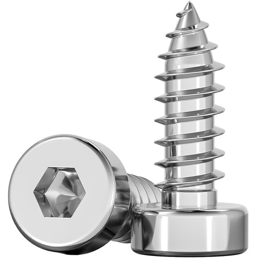 Fengji 304 stainless steel thin head hexagonal self-tapping screw cylindrical head cup head short head flat head wood screw bolt M2-M8 M6*20 10 pcs